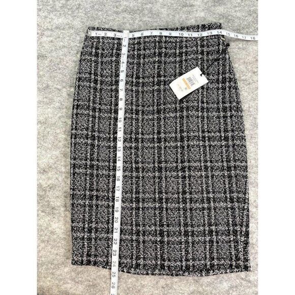DKNY Tweed Pencil‎ Skirt 2 XS Black White Plaid - Picture 4 of 10